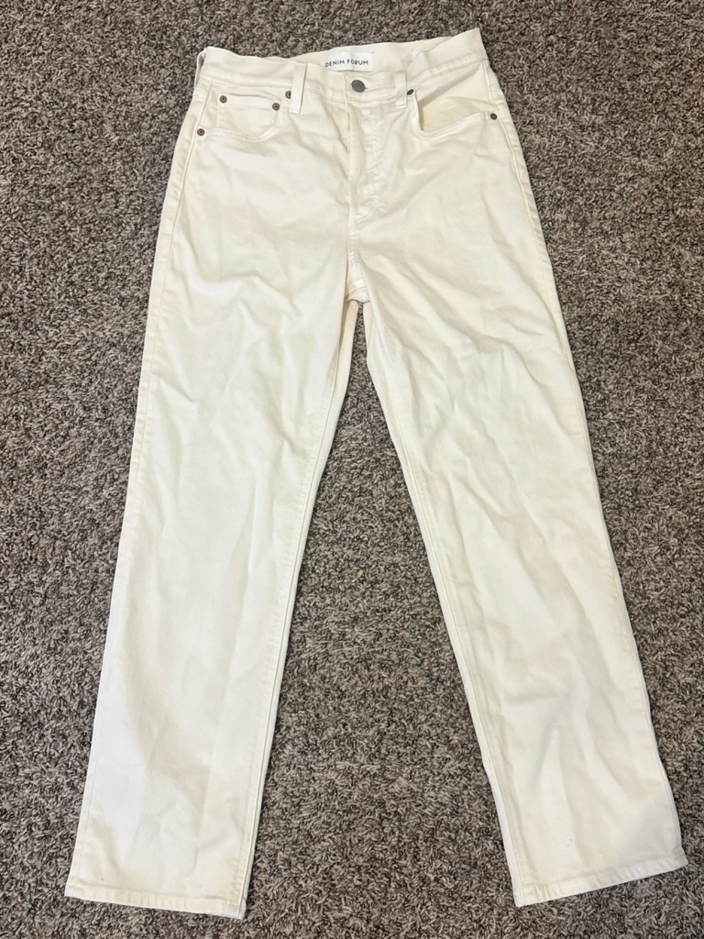 Denim Forum Women Cream Straight Jeans
